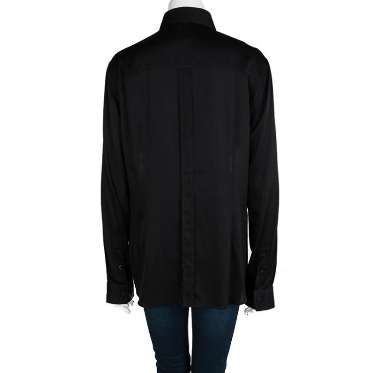 Pre Owned Dolce and Gabbana Black Silk Long Sleeve Button Front Shirt XL