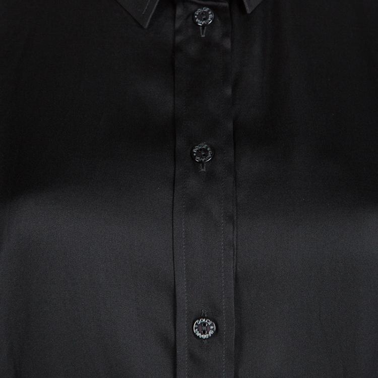 Pre Owned Dolce and Gabbana Black Silk Long Sleeve Button Front Shirt XL