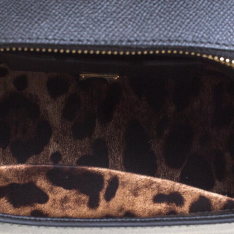 Pre Owned Dolce and Gabbana Black Leather Medium Miss Sicily Top Handle Bag