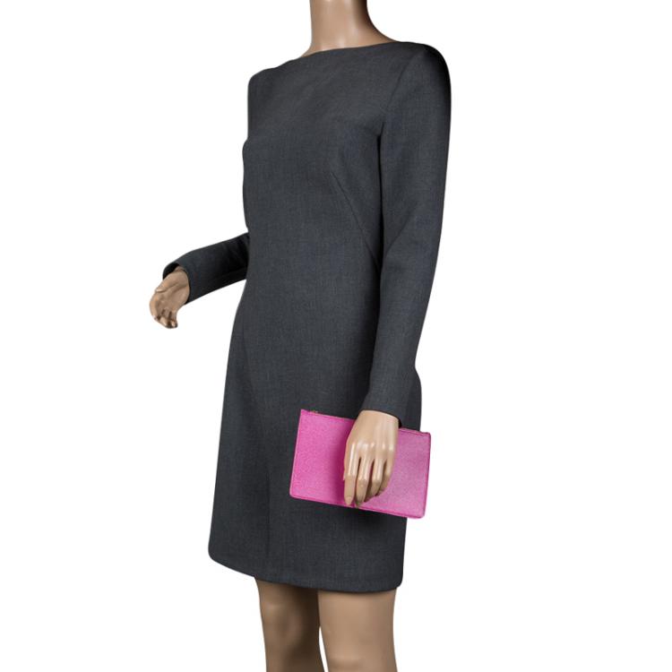 Pre Owned Dolce and Gabbana Pink Leather Zip Clutch