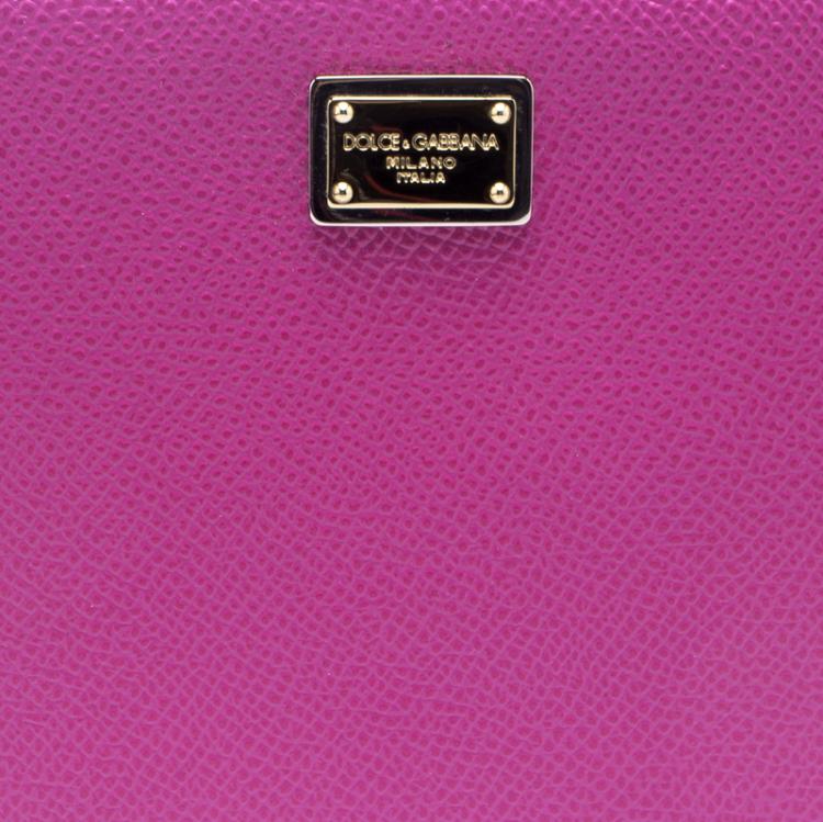 Pre Owned Dolce and Gabbana Pink Leather Zip Clutch