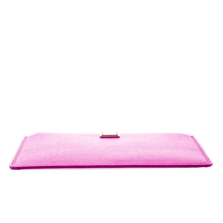 Pre Owned Dolce and Gabbana Pink Leather Zip Clutch