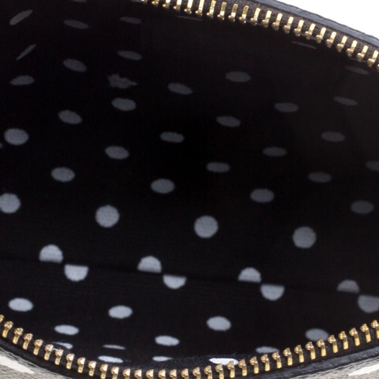 Pre Owned Dolce and Gabbana Black/White Polka Dot Leather Chain Clutch