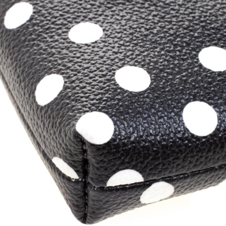 Pre Owned Dolce and Gabbana Black/White Polka Dot Leather Chain Clutch