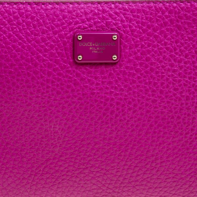 Pre Owned Dolce and Gabbana Pink Leather Chain Clutch