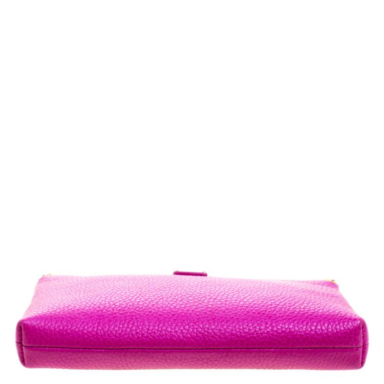 Pre Owned Dolce and Gabbana Pink Leather Chain Clutch