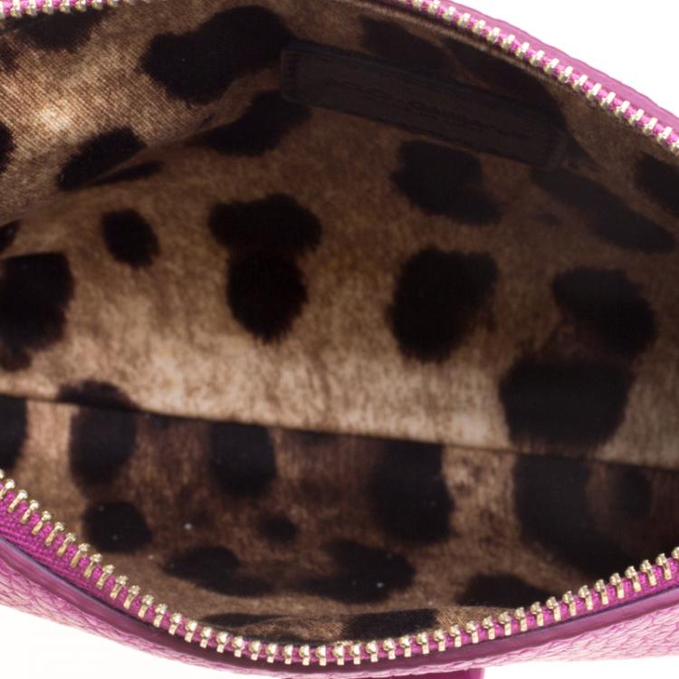 Pre Owned Dolce and Gabbana Pink Leather Chain Clutch