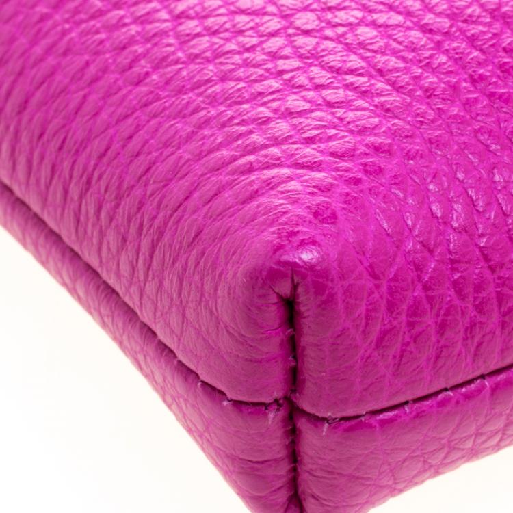 Pre Owned Dolce and Gabbana Pink Leather Chain Clutch