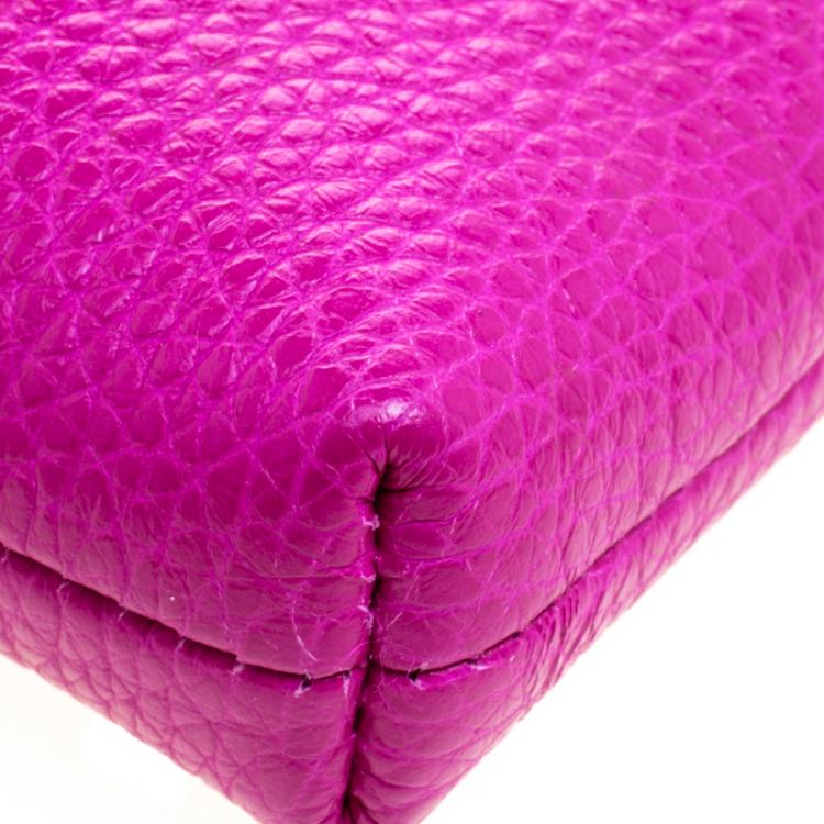 Pre Owned Dolce and Gabbana Pink Leather Chain Clutch
