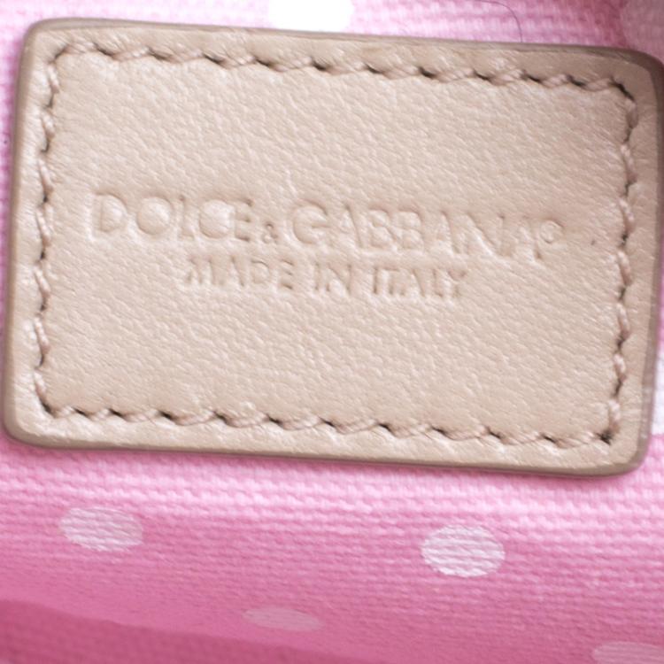 Pre Owned Dolce and Gabbana Pink Pineapple Print Leather Chain Clutch