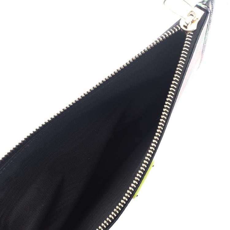 Pre Owned Dolce and Gabbana Black Fruit Print Leather Clutch
