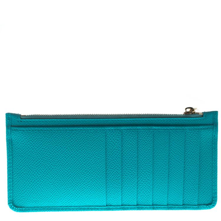 مملوكة مسبقًا Dolce and Gabbana Sky Blue Leather Long Zip Card Holder