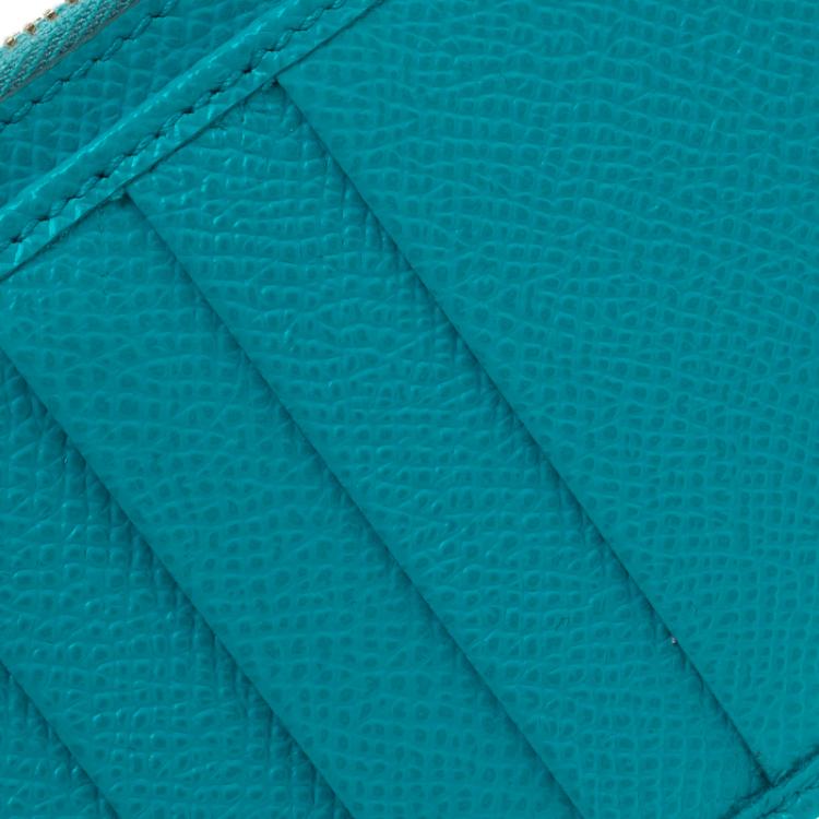 مملوكة مسبقًا Dolce and Gabbana Sky Blue Leather Long Zip Card Holder