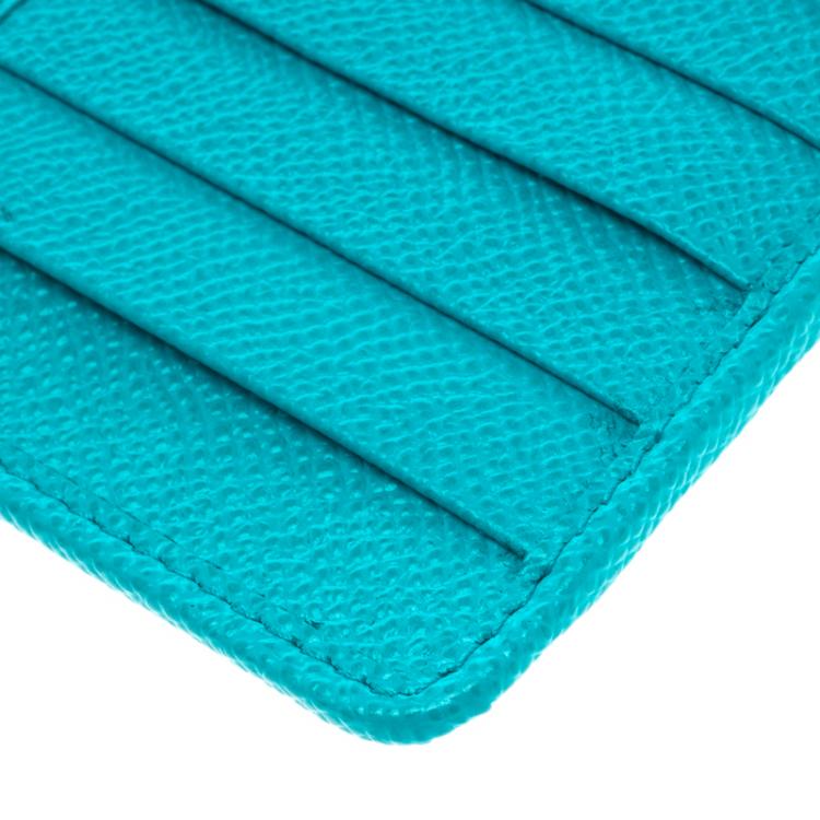 مملوكة مسبقًا Dolce and Gabbana Sky Blue Leather Long Zip Card Holder