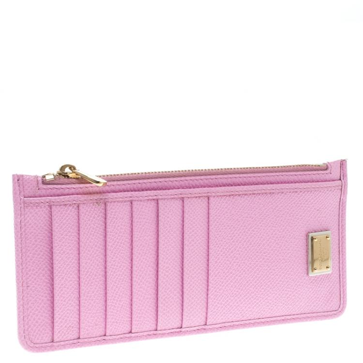 Pre Owned Dolce and Gabbana Lilac Leather Long Zip Card Holder