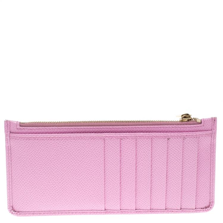 Pre Owned Dolce and Gabbana Lilac Leather Long Zip Card Holder