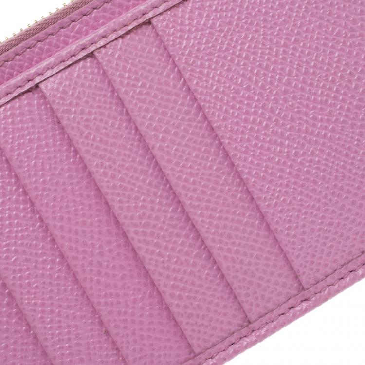 Pre Owned Dolce and Gabbana Lilac Leather Long Zip Card Holder