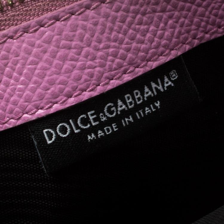 Pre Owned Dolce and Gabbana Lilac Leather Long Zip Card Holder