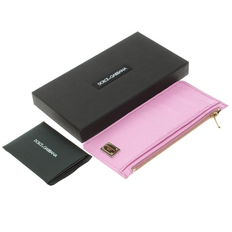 Pre Owned Dolce and Gabbana Lilac Leather Long Zip Card Holder