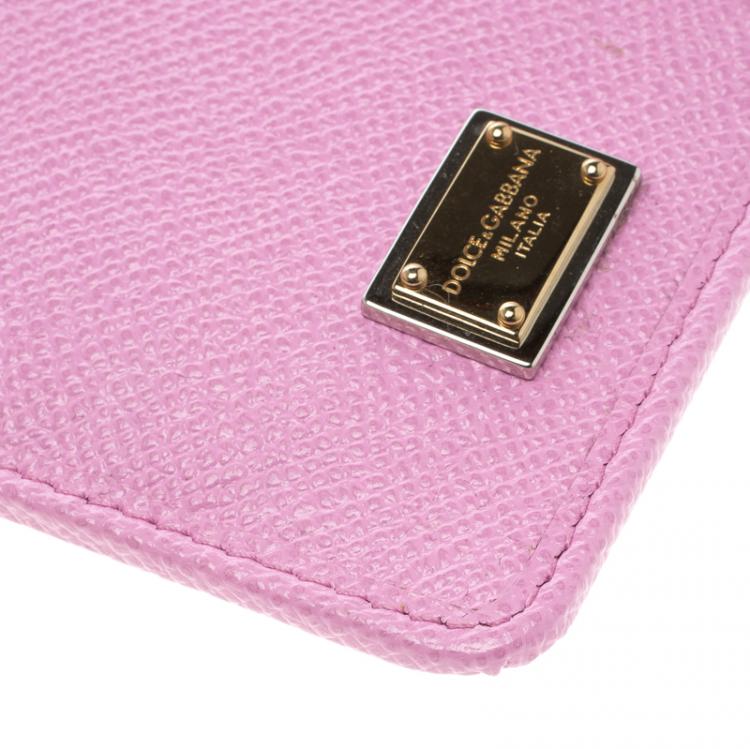 Pre Owned Dolce and Gabbana Lilac Leather Long Zip Card Holder