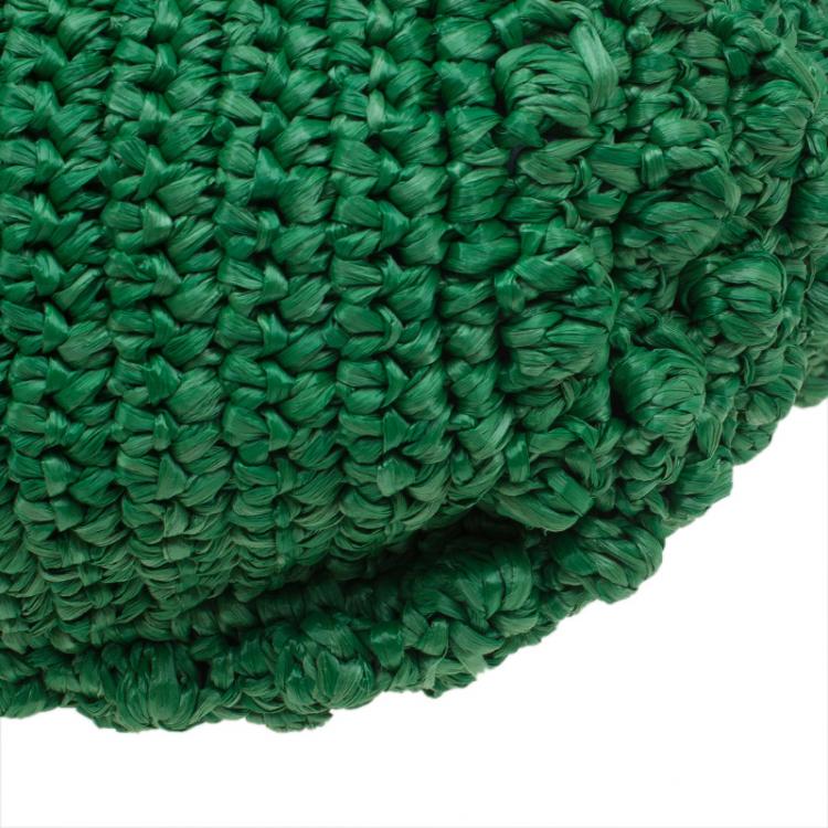Pre Owned Dolce and Gabbana Green Raffia Miss Alma Shopping Tote with Pouch