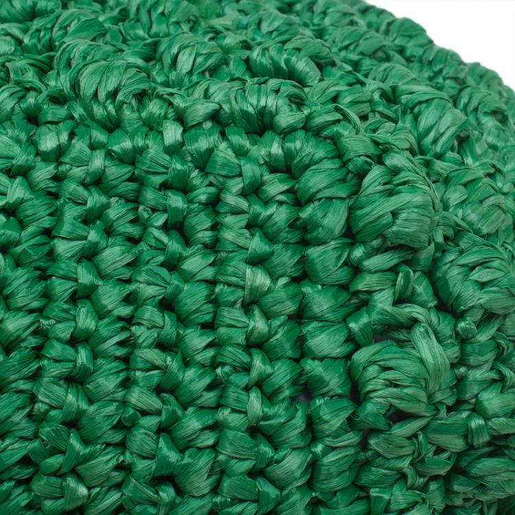 Pre Owned Dolce and Gabbana Green Raffia Miss Alma Shopping Tote with Pouch