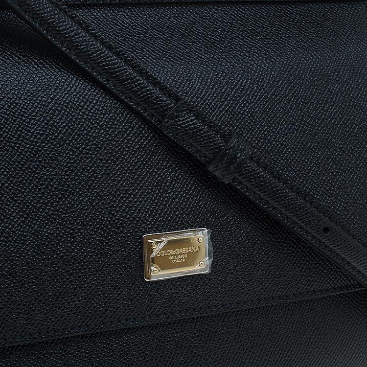 Pre Owned Dolce and Gabbana Black Leather Medium Miss Sicily Tote