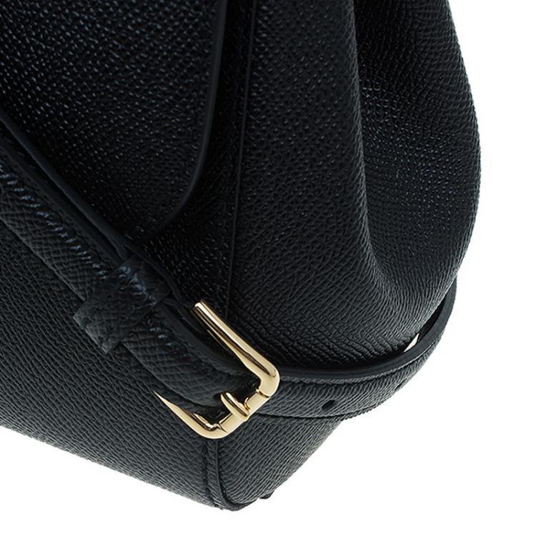 Pre Owned Dolce and Gabbana Black Leather Medium Miss Sicily Tote