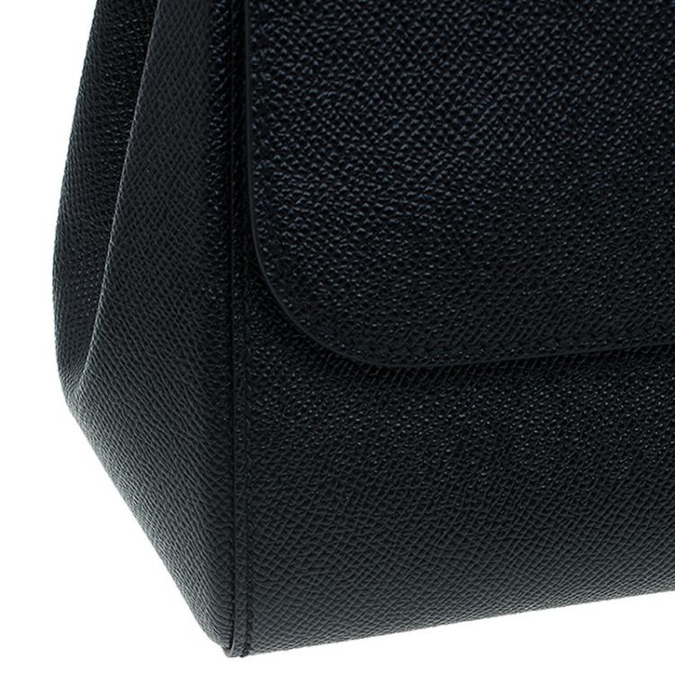Pre Owned Dolce and Gabbana Black Leather Medium Miss Sicily Tote