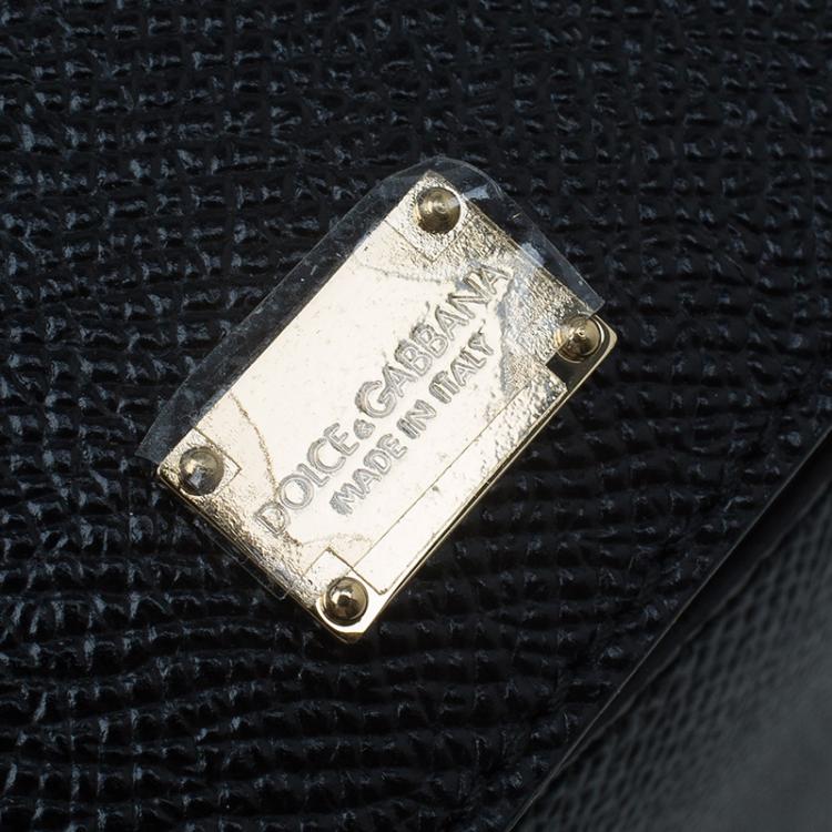 Pre Owned Dolce and Gabbana Black Leather Medium Miss Sicily Tote