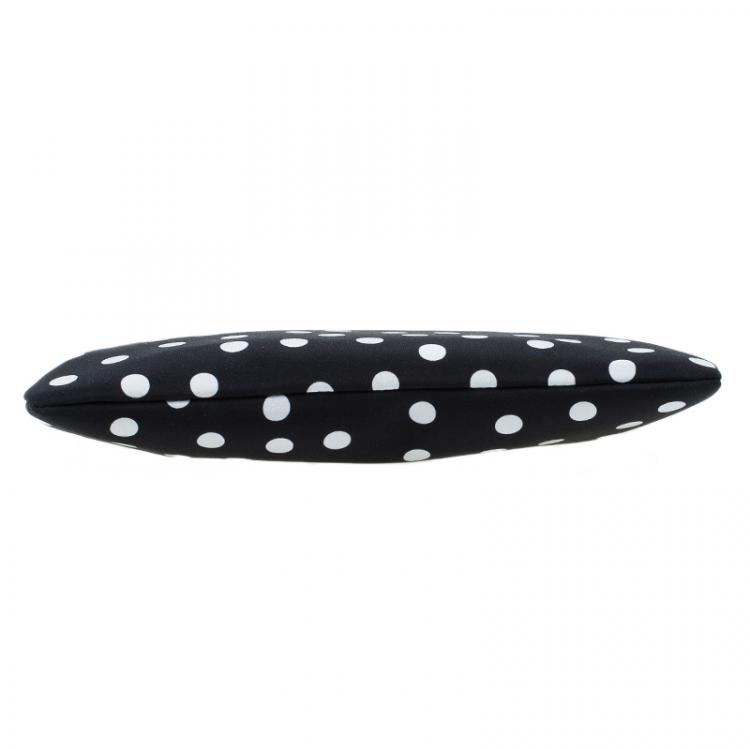 Pre Owned Dolce and Gabbana Black Lace Polka Dot Cleo Clutch