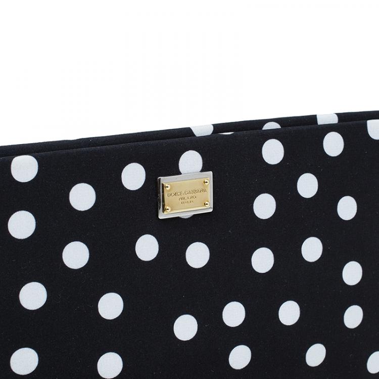 Pre Owned Dolce and Gabbana Black Lace Polka Dot Cleo Clutch