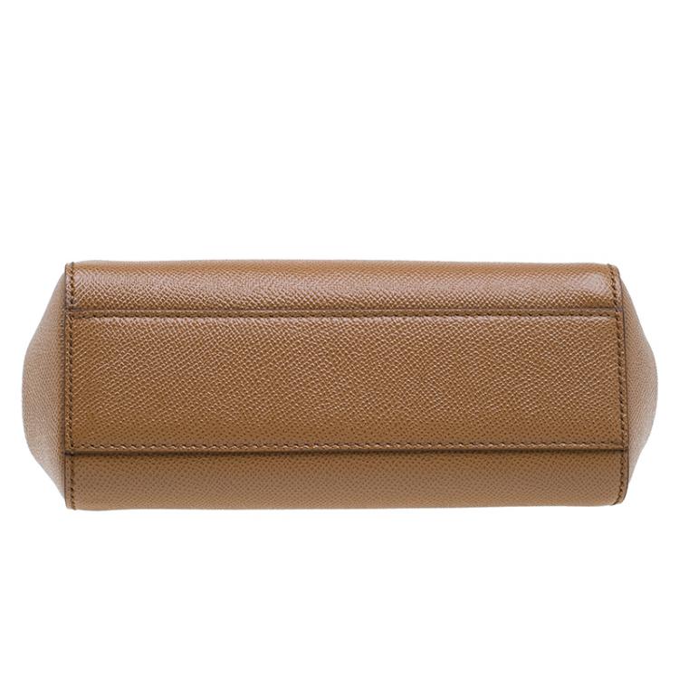 Pre Owned Dolce and Gabbana Brown Leather Small Miss Sicily Top Handle Bag