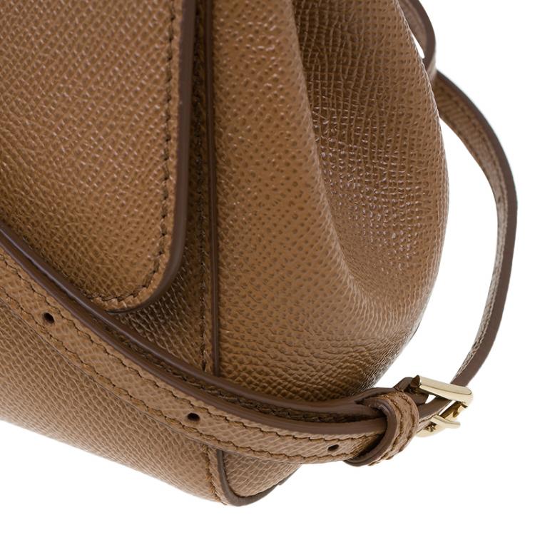 Pre Owned Dolce and Gabbana Brown Leather Small Miss Sicily Top Handle Bag