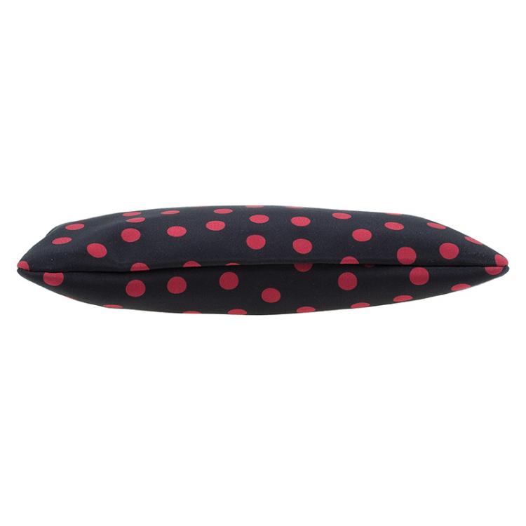 Pre Owned Dolce and Gabbana Black/Red Fabric Dotted Cleo Clutch