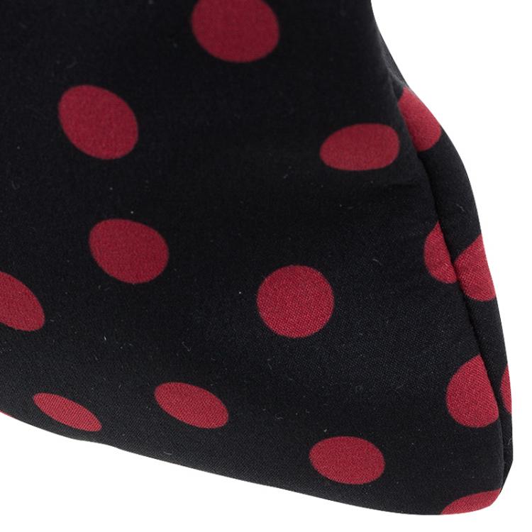 Pre Owned Dolce and Gabbana Black/Red Fabric Dotted Cleo Clutch