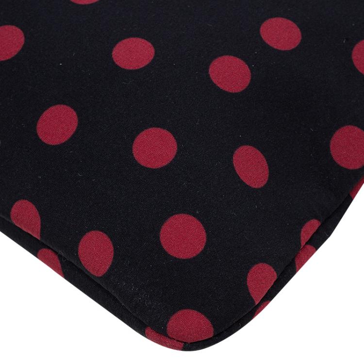 Pre Owned Dolce and Gabbana Black/Red Fabric Dotted Cleo Clutch