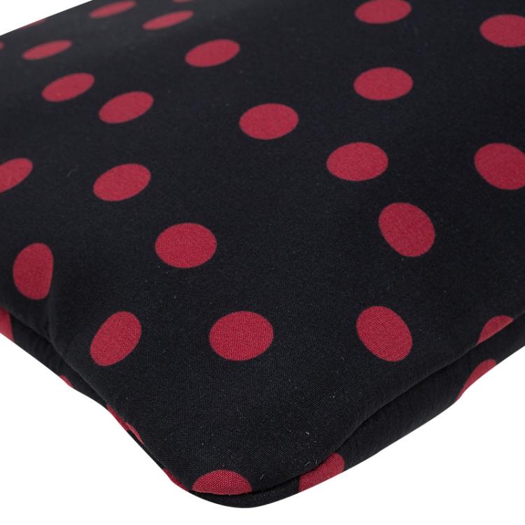 Pre Owned Dolce and Gabbana Black/Red Fabric Dotted Cleo Clutch