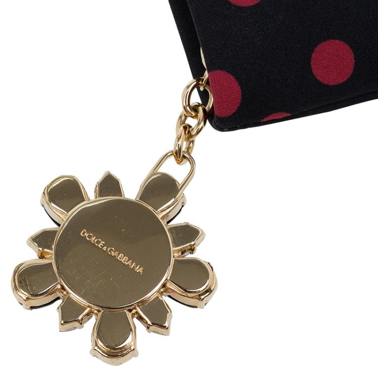 Pre Owned Dolce and Gabbana Black/Red Fabric Dotted Cleo Clutch
