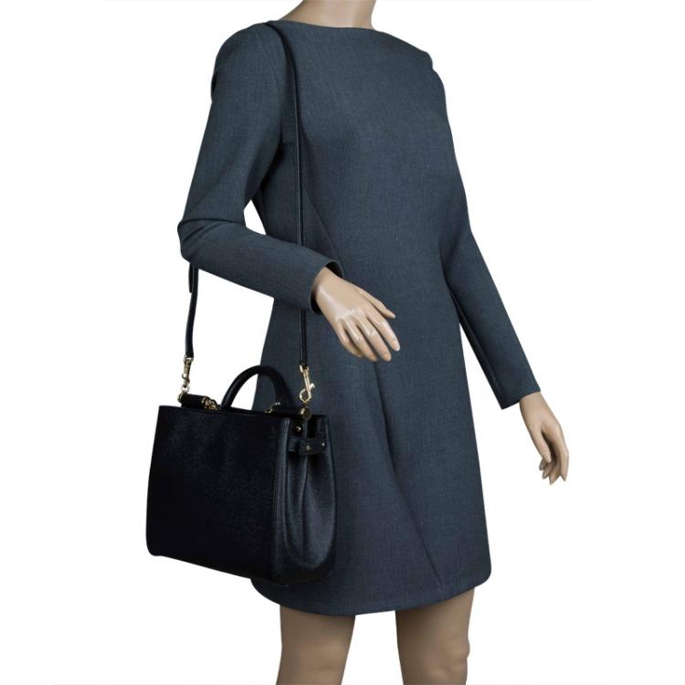Sicily Medium Leather Shoulder Bag in Black - Dolce Gabbana