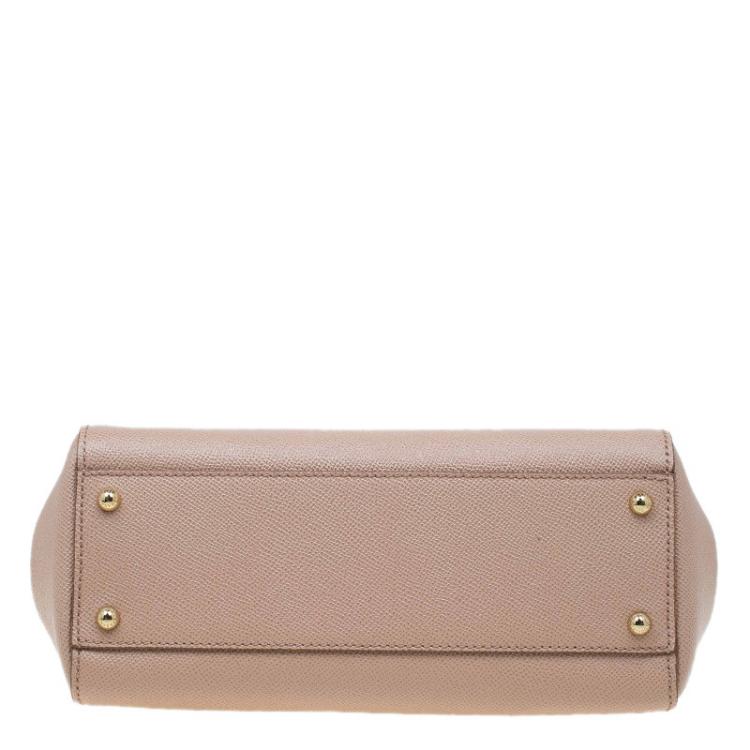 مملوكة مسبقًا Dolce and Gabbana Beige Leather Medium Miss Sicily Top Handle Bag