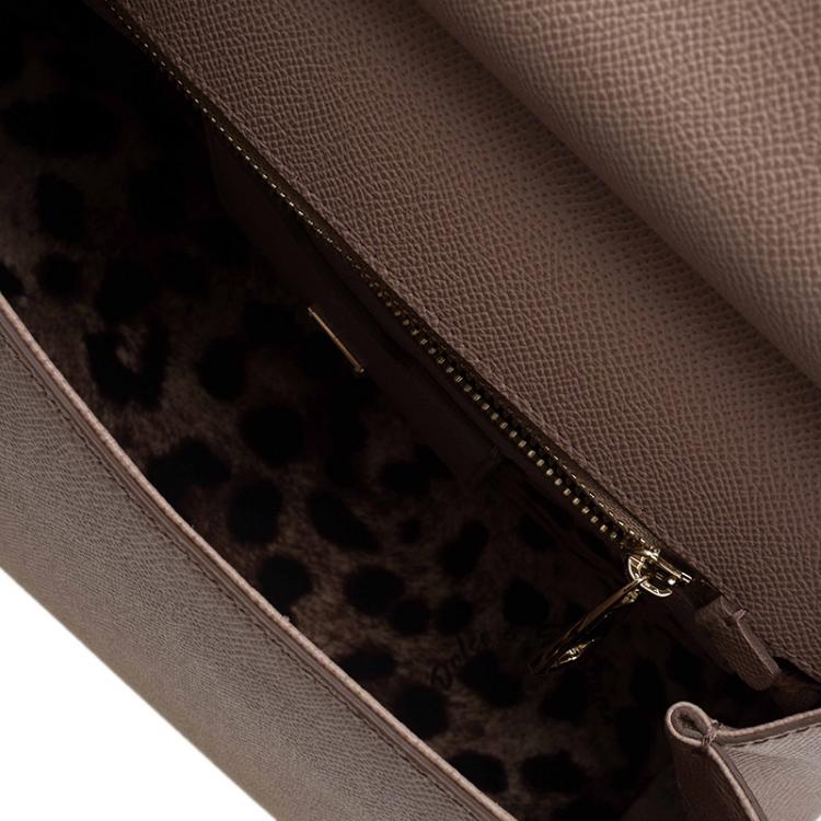مملوكة مسبقًا Dolce and Gabbana Beige Leather Medium Miss Sicily Top Handle Bag