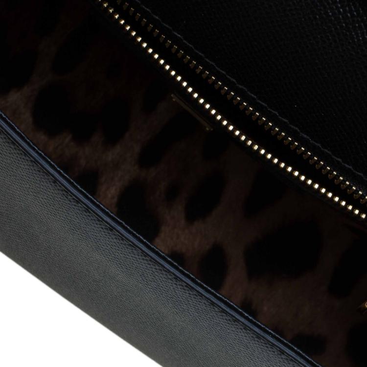 مملوكة مسبقًا Dolce and Gabbana Black Leather Medium Miss Sicily Top Handle Bag