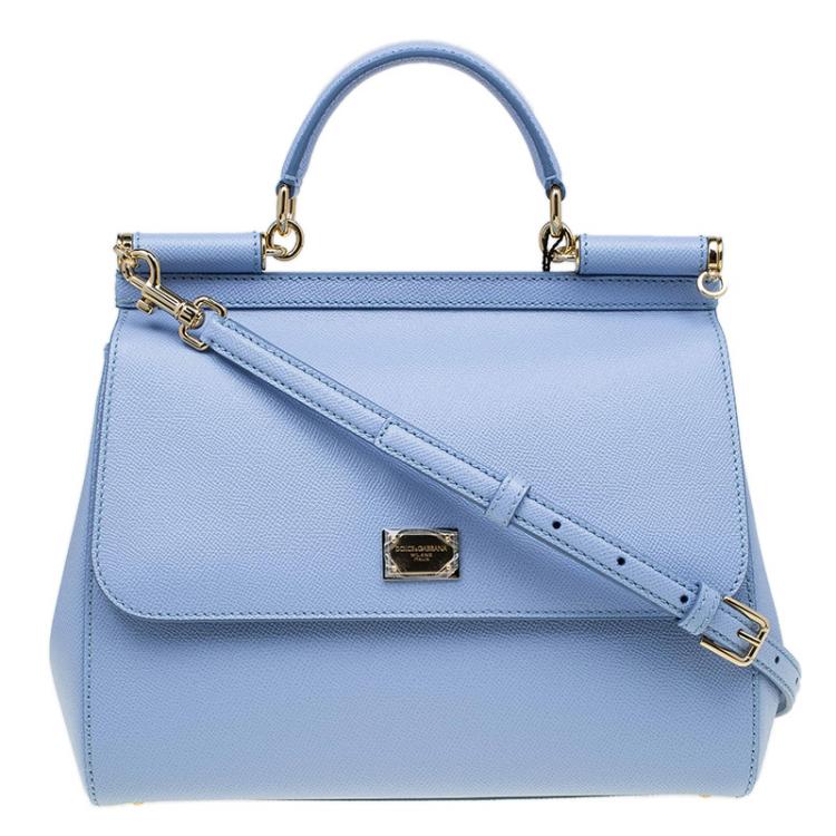 Dolce and Gabbana Baby Blue Leather Miss Sicily Top Handle Bag Dolce ...