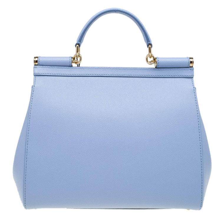 Pre Owned Dolce and Gabbana Baby Blue Leather Miss Sicily Top Handle Bag