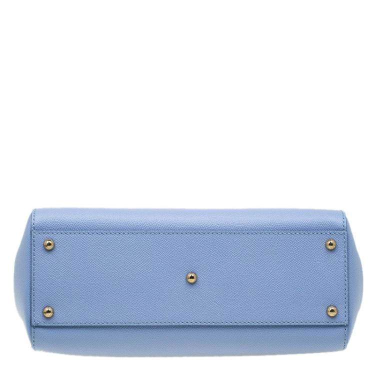 Pre Owned Dolce and Gabbana Baby Blue Leather Miss Sicily Top Handle Bag