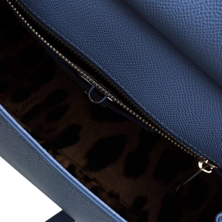 Pre Owned Dolce and Gabbana Baby Blue Leather Miss Sicily Top Handle Bag