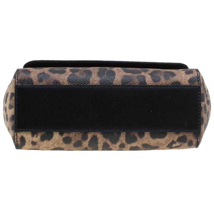 مملوكة مسبقًا Dolce and Gabbana Leopard Print Leather Small Miss Sicily Top Handle Bag