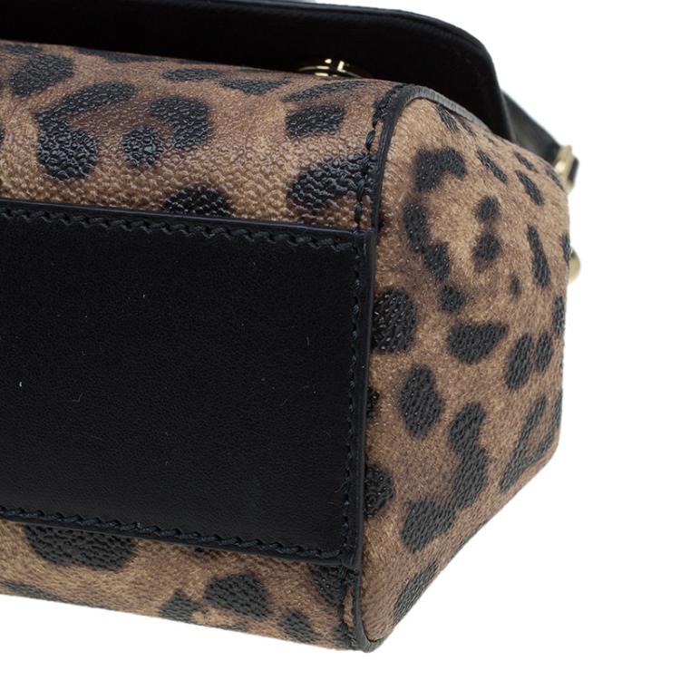 مملوكة مسبقًا Dolce and Gabbana Leopard Print Leather Small Miss Sicily Top Handle Bag