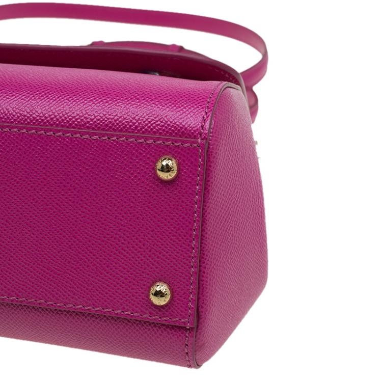 Pre Owned Dolce and Gabbana Purple Leather Medium Miss Sicily Top Handle Bag
